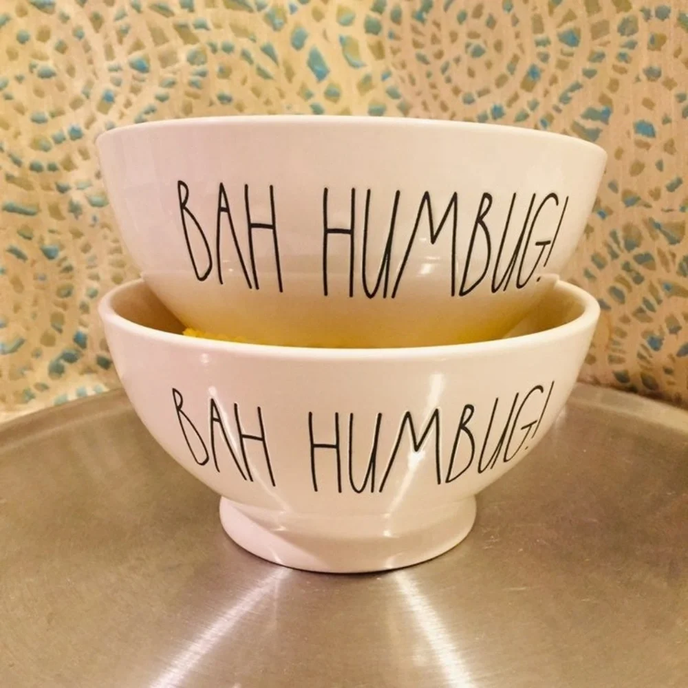 NWT 2 Rae Dunn BAH HUMBUG! Bowls Christmas